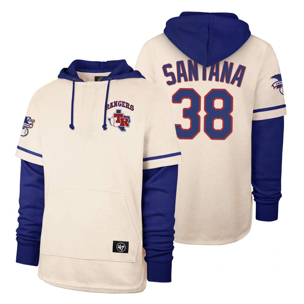 Men Texas Rangers #38 Saniana Cream 2021 Pullover Hoodie MLB Jersey